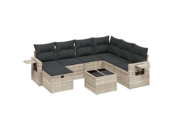 Maison Exclusive - Set De Sofás De Jardín 8 Pzas Y Cojines Ratán Sintético Gris