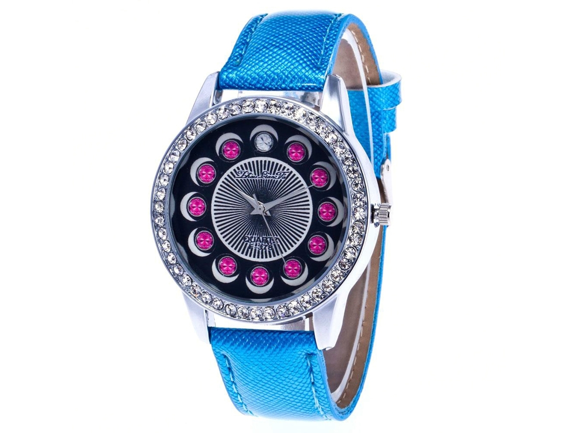 Reloj De Pulsera De Cuarzo Para Mujer Con Correa De Piel Sintética, Estilo Sencillo, Esfera Redonda, Azul Marino.