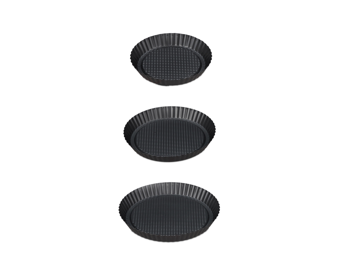 Forma Para Base De Fruta Relaxdays, 3 Peças, Ø 21/26/28 Cm, Forma Antiaderente, Rebaixo, Antracite