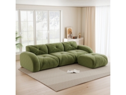 Sofá Modular En L 3 Plazas Con Reposapiés Verde