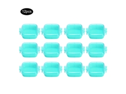 12 Cajas De Plástico Aptas Para Alimentos Con Tapa Azul Laguna Para Guardar Galletas Y Aperitivos.