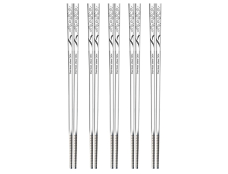 Palillos reutilizables de acero inoxidable 5 pares aptos para lavavajillas cuadrados ligeros antideslizantes juego de regalo estilo 3 ZMDECQNA