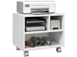 Soporte para impresora, unidad de almacenamiento de oficina, 4 compartimentos abiertos, 40 cm (ancho) x 30 cm (profundidad) x 36 cm (alto), blanco