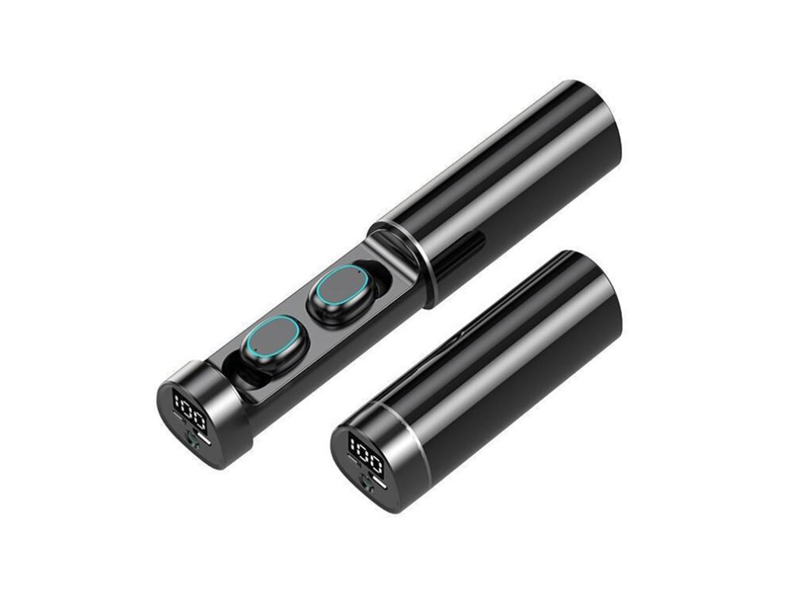 Fones De Ouvido Bluetooth Sem Fio Mini Com Controle Táctil Tela Led Resistente À Água Para Esportes Academia Preto