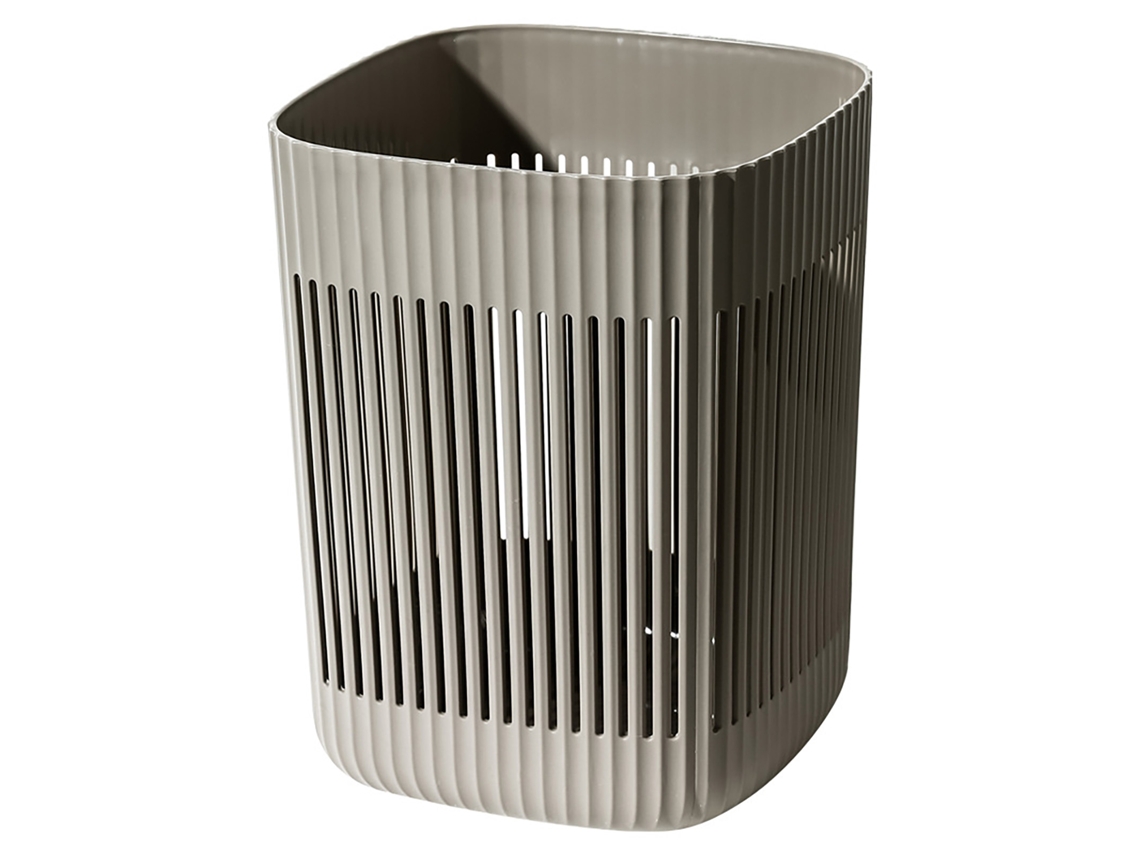 Papelera de plástico Baok-cube con diseño hueco y tapa abierta: contenedor de residuos de gran capacidad para dormitorio, baño y oficina - Gris