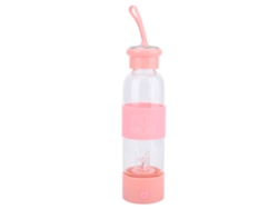 Cafetera eléctrica automática de 400 ml con mezclador automático y vaso para leche, color rosa