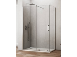 Mampara de ducha Cirene (Kenna) 1+1 con panel lateral fijo, 120x70 cm, barra perpendicular cromada.