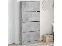 Mueble Zapatero | Armario Zapatero 4 Cajones Abatibles Gris Hormigón 80x21x163,5cm