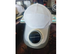 Sombrero Blanco Con Energía Solar Y Ventilador.