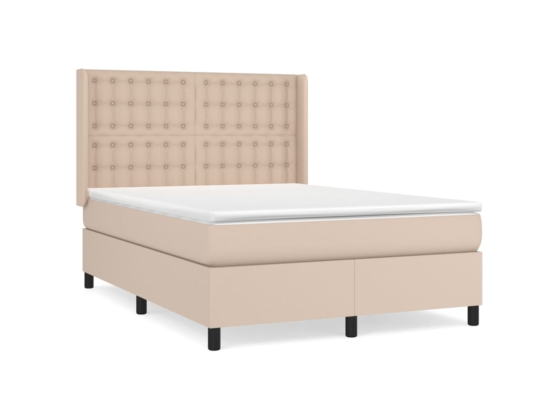 Maison Exclusive - Cama Box Spring Con Colchón Cuero Sintético Capuchino 140x200cm