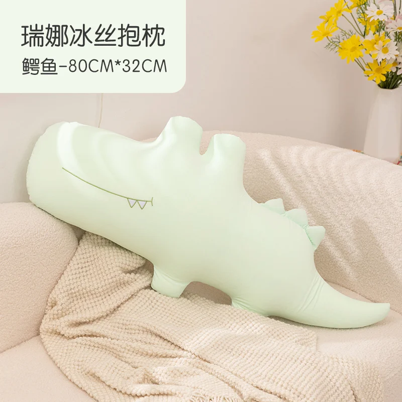 Almohada De Seda Helada Para Adultos (cocodrilo De 60 Cm), Fresca Y Cómoda.