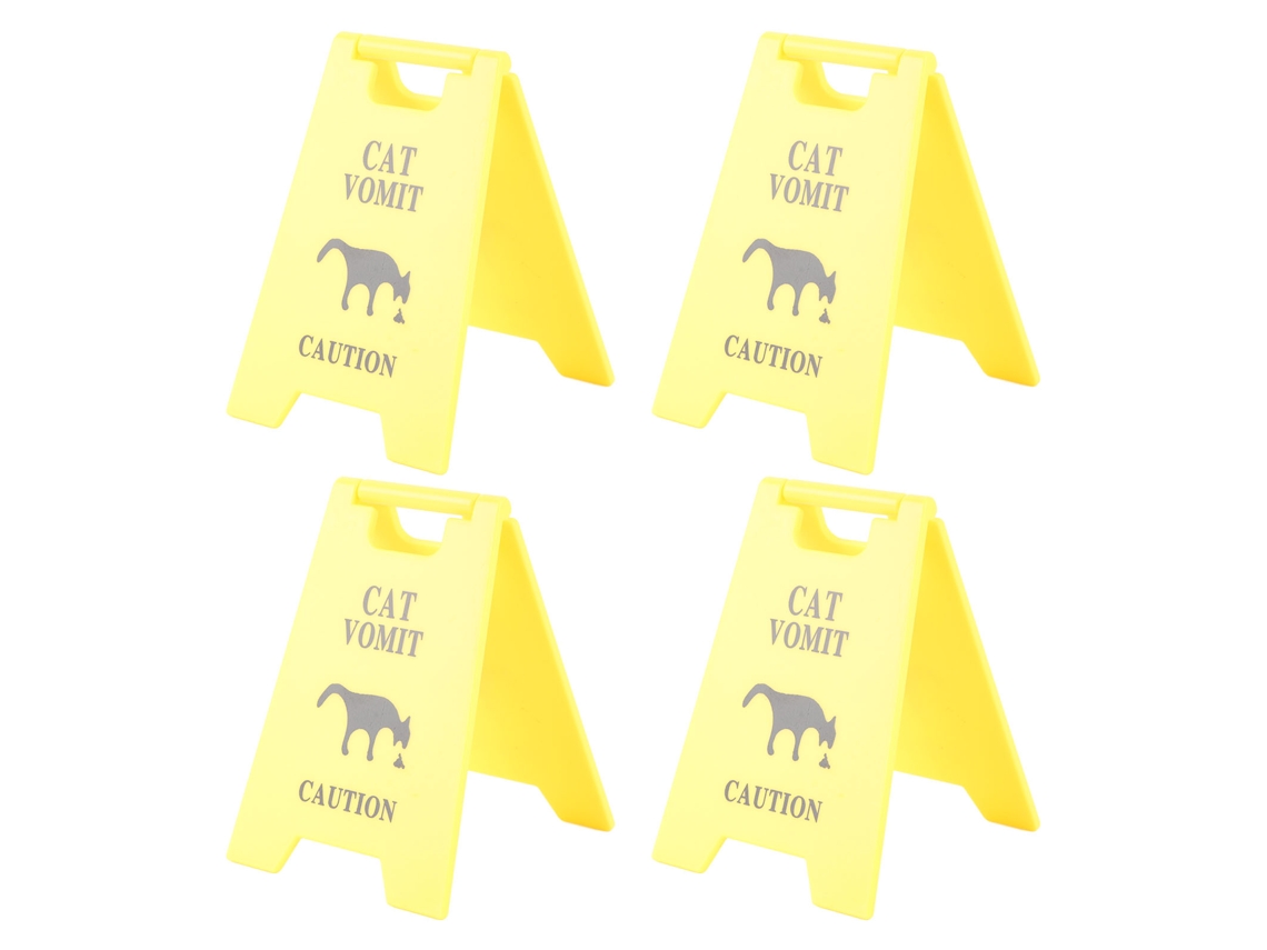 4 letreros decorativos con la palabra "vómito" para amantes de los gatos
