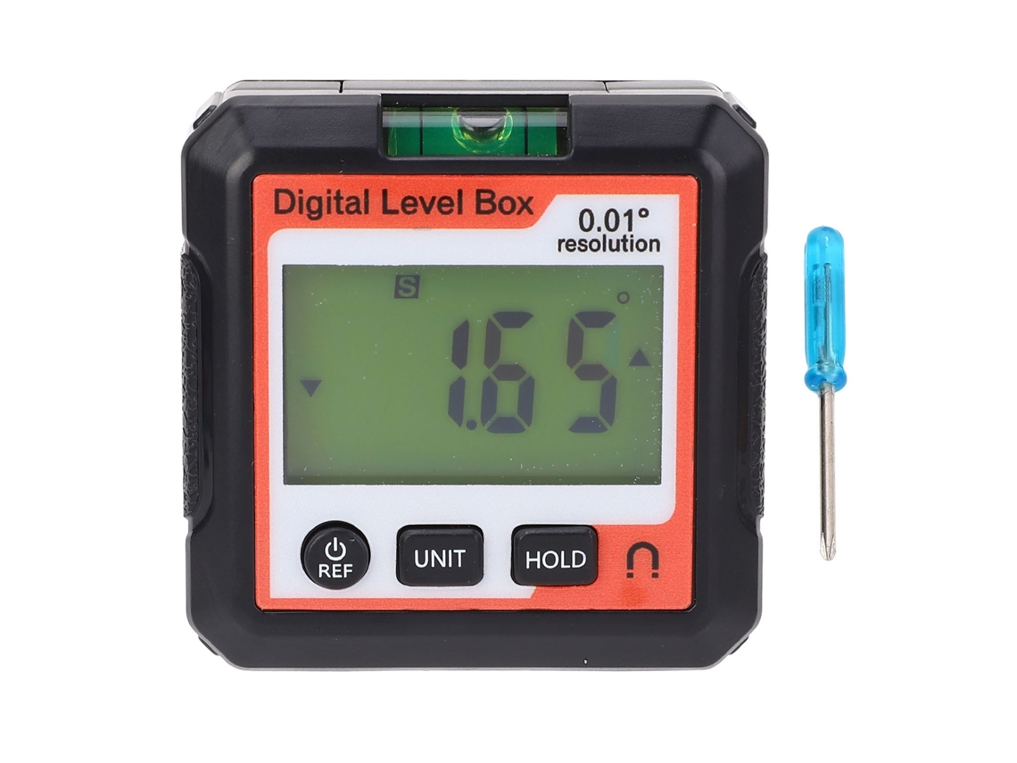 Buscador De Ángulos Digital Con Base Magnética, Caja De Nivelación De Ángulos De 4x90 Grados, Naranja Y Blanco.