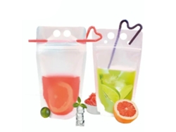 50 Bolsas Para Envasar Bebidas Con Pajitas Verticales Transparentes Opacas De 1000 Ml