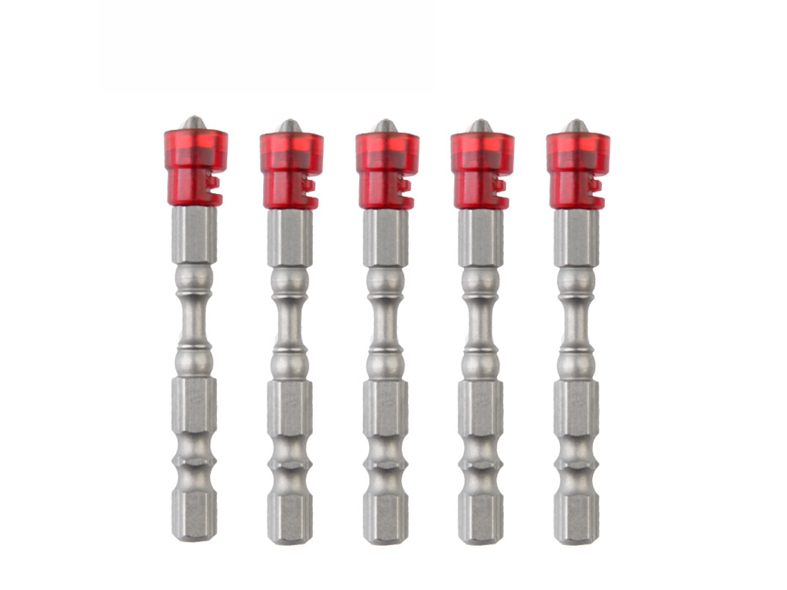 Conjunto De Bits De Parafusadeira Cruz S2 Aço Liga Magnético Hexagonal 5 Peças Ferramenta Vermelha