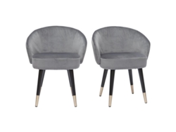 Conjunto de 2 cadeiras design em veludo cinza e pernas de metal preto Brizo MILIBOO