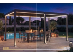 Pérgola Bioclimática Motorizada 5x3 M Autoportante Con Led Agosta Altura 250 Cm - Aluminio Gris
