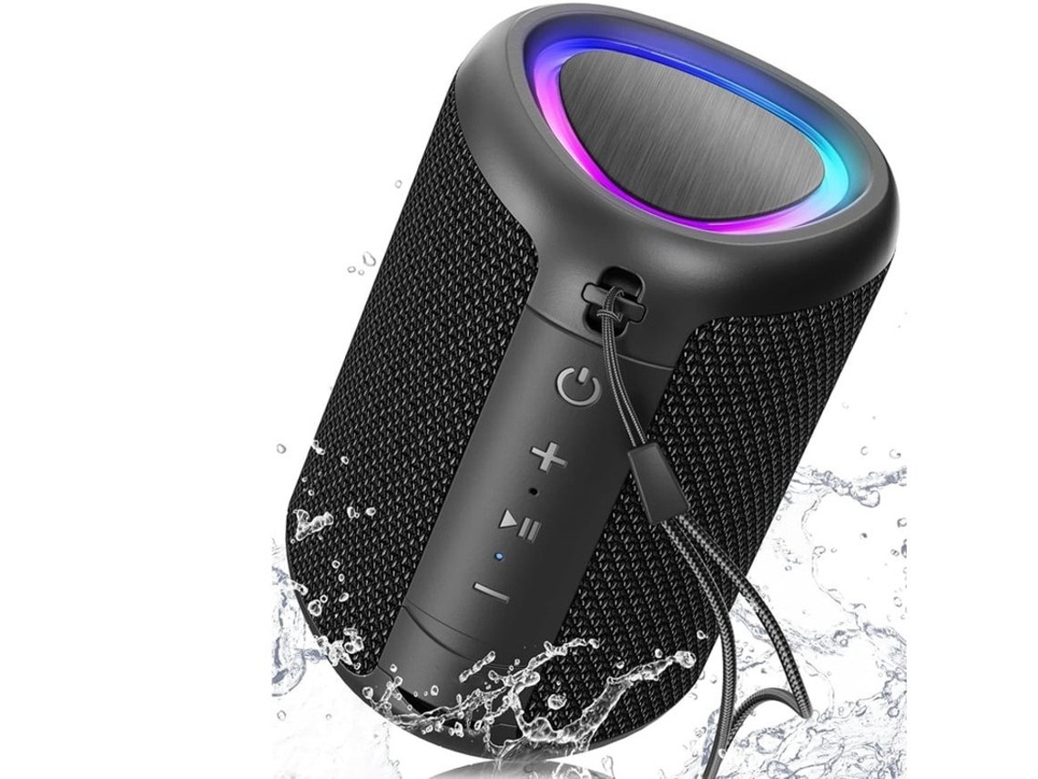 Altavoz Bluetooth portátil con luces Sonido potente y nítido IPX5 Resistente al agua Reproducción durante todo el día Entrada de tarjeta auxiliar Yizhood