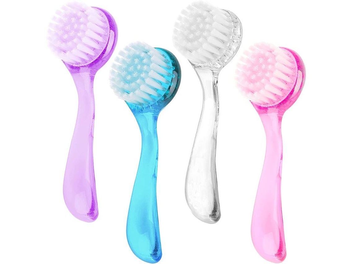 Set De Cepillos De Limpieza Facial, Cepillos Exfoliantes Para Desmaquillar Y Cuidar La Piel, 4 Piezas (azul, Rosa, Morado, Transparente)