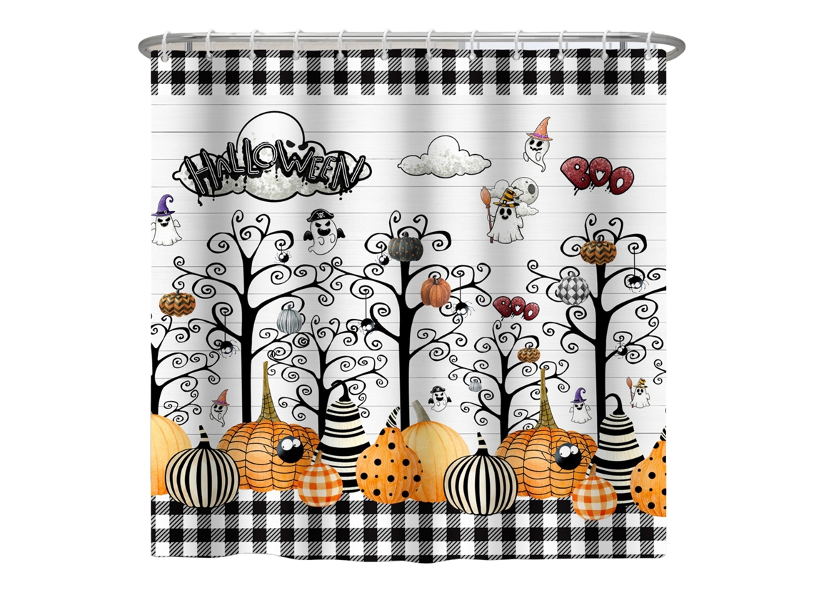 Juego de cortinas de ducha vintage de Halloween, con 12 ganchos KOFIHETY