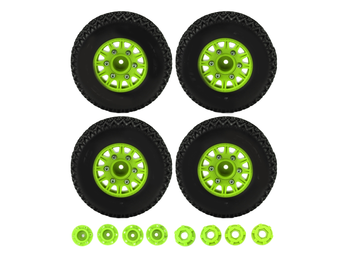 Neumáticos Rc Short Course Escala 1/10 Para Camiones Arrma Senton Traxxas Slash Con Hexágono De 12 Mm, 14 Mm Y 17 Mm, Color Verde.