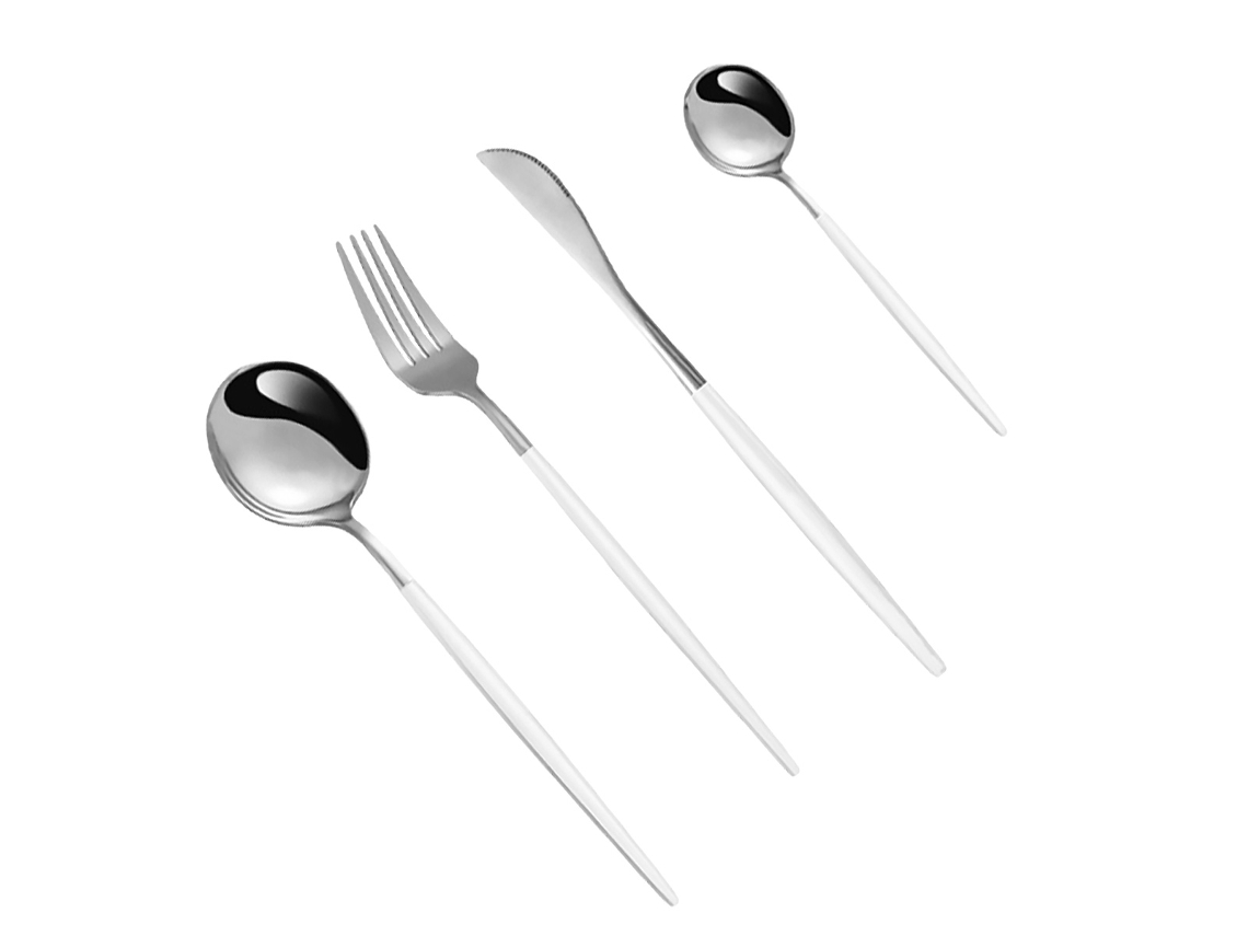 MEOIRUERY Juego de Cubiertos con Mango de Color Sólido, 4 Piezas de Acero Inoxidable, Utensilios de Cocina para 1 Persona