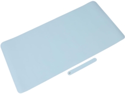 Elegante Tapete De Escritorio De Cuero Azul Claro Para Manicura Y Maquillaje, Tocador.