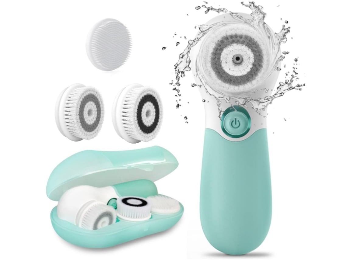 Cepillo de limpieza facial Chennnls HQ A006, cepillo eléctrico de masaje exfoliante facial, 3 cabezales de limpieza, 2 niveles ajustables, blanco