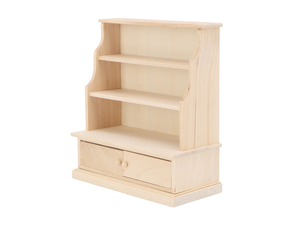 Estante De Miniatura Para Muñecas De Madera, Estante Simple Para Dollhouse, Almacenamiento Infantil