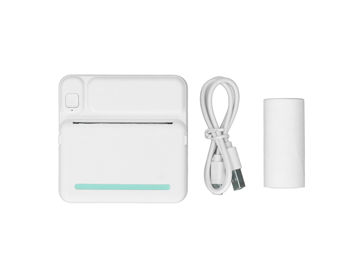 -impresora Térmica Mini Hd 200dpi Sin Tinta Portátil Recargable Inalámbrica Bluetooth Con 1 Rollo De Papel Blanco Verde