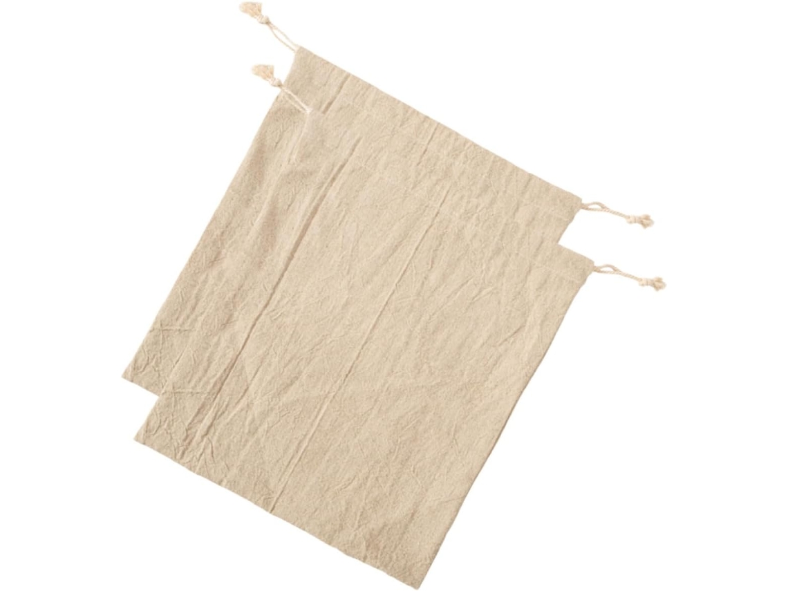 2 Lino Bolsas De Reutilizables Con Cordón,