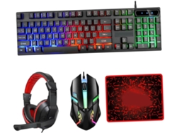 Combo Teclado Ratón Retroiluminados Jugadores Auriculares Alfombrilla Oficina Juegos Ergonómico Compatible