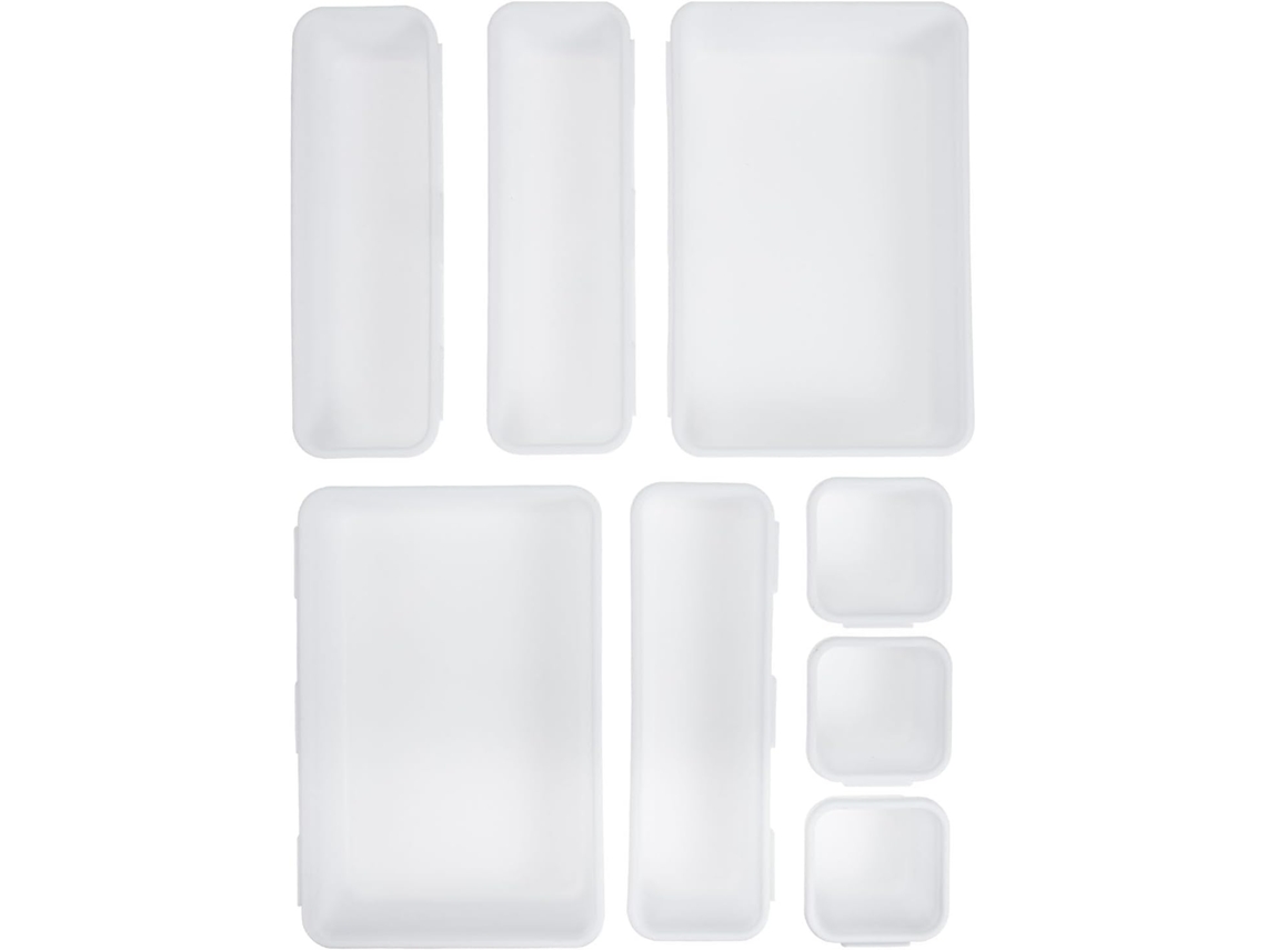 Besportble Organizador De Cajones De Pp Blanco Fácil De Limpiar Y Almacenamiento Rectangular Con Compartime...