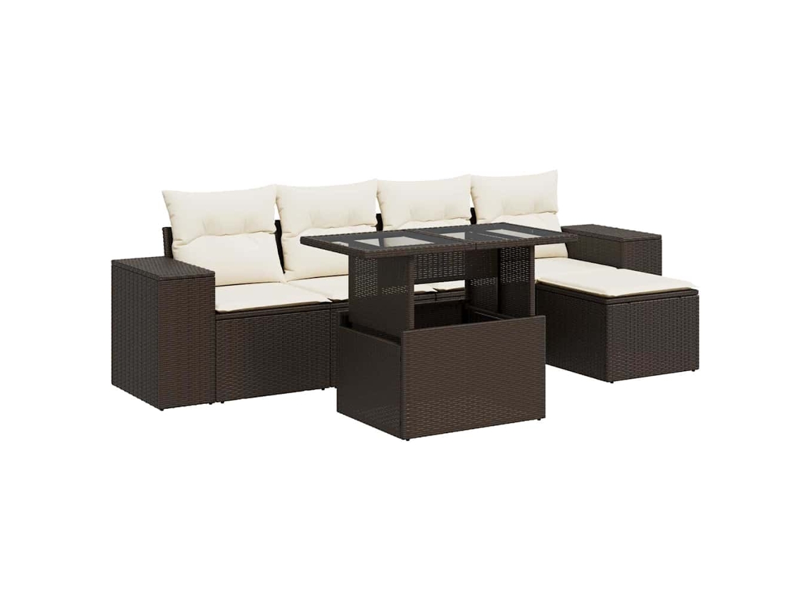 Maison Exclusive - Set Sofás De Jardín 6 Piezas Y Cojines Ratán Sintético Marrón