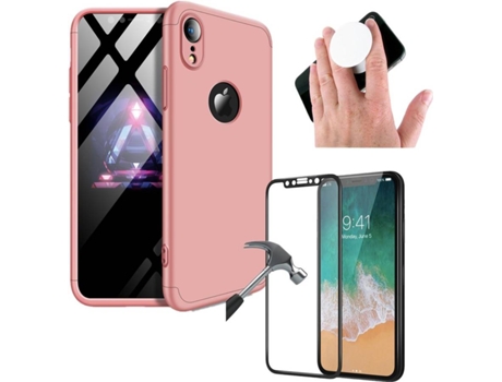 Carcasa + Protector + Popsocket iPhone XR Slim armor 360º Rosa