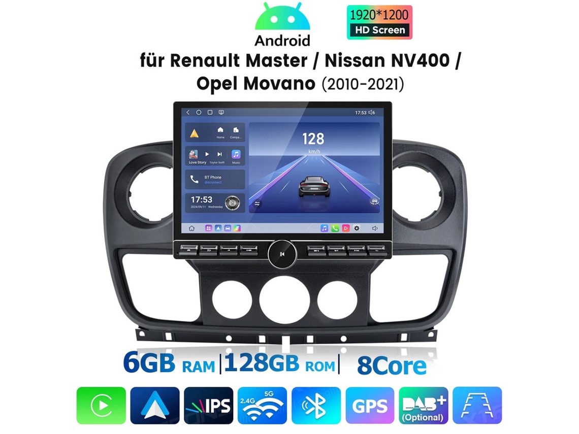 Gps Rádio Android V Series Pro 13.1 Para Renault Master Nissan Nv400 Opel Movano 2010 2021 Carplay Android Auto Sem Fios 4g