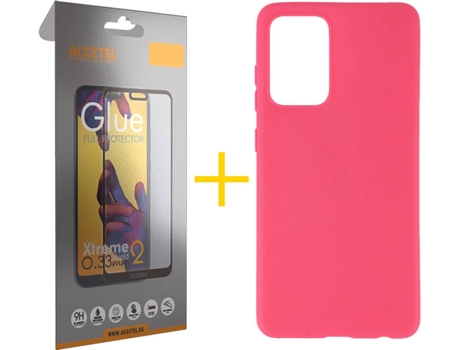 Kit Funda + Protector de Pantalla Samsung Galaxy A72 4G ACCETEL Full (Rosa)
