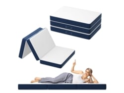 Colchón Triple Plegable 75x195cm, Colchón Para Invitados Versátil, Espuma De 15cm De Grosor, Funda Extraíble Y Lavable A Máquina, Asa De Transporte
