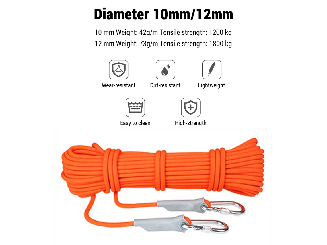 Cuerda De Seguridad Para Escalada En Roca, Cuerda De Rescate, Equipo De Camping, Supervivencia Al Aire Libre, Resistencia De 1200/1800 Kg.
