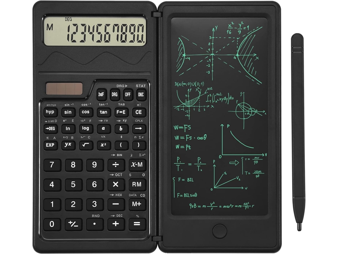 Calculadora portátil inteligente con escritura a mano, funciones de energía solar y de batería, ideal para oficina y uso científico. Modelo S3. Sfushos