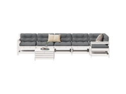 Conjunto de sofás de jardín de 2 piezas de pino macizo blanco Dkd Home Decor