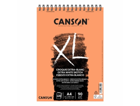 Bloc de dibujo CANSON Xl Extra White A4 Espiral 90G 120Fl 200787500