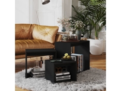 Mesas Apilables 3 Uds Madera Contrachapada Negro