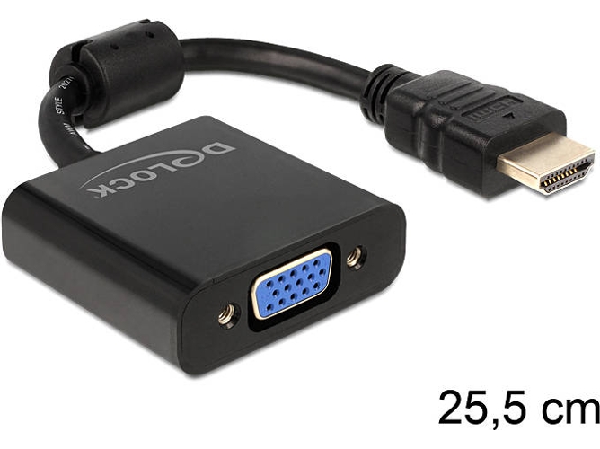 Adaptador HDMI DELOCK (VGA - 25 cm - Negro)