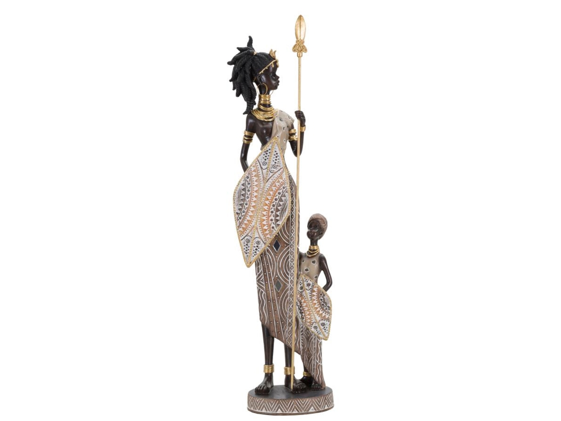Tribu Masai con niño 11,5 x 8,5 x 46 cm Mauro Ferretti