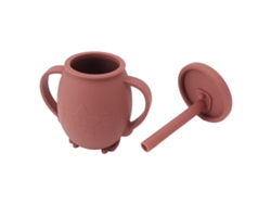 Vaso De Aprendizaje Para Bebés, De Silicona, A Prueba De Fugas, Con Pajita Y Asas Antideslizantes, 230 Ml, Marrón.