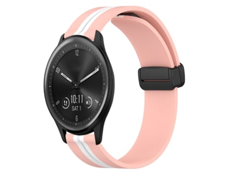 Correa de reloj inteligente para Garmin Vivomove Sport, correa de silicona de 20 mm con cierre magnético plegable (rosa + blanco)
