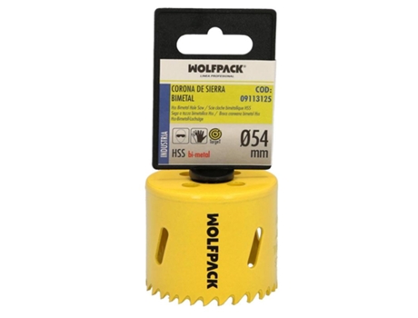 Corona Sierra Bimetal Ø 54 mm Templado Termico. Base Reforzada. Corona Madera. Broca Agujeros Madera. Acero. Hierro. Plasticos WOLFPACK LINEA PROFE...