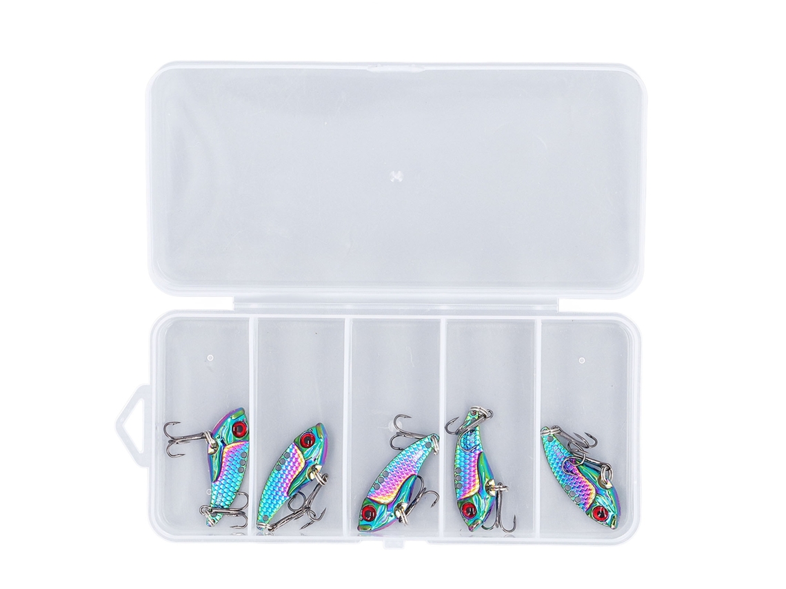 Señuelo de pesca metálico de 15 g con 2 anzuelos triples.