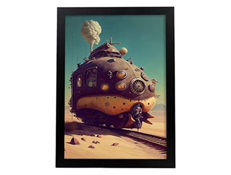 NACNIC Poster Tren Corto En Estilo Surrealismo Cinematográfico Ilustraciones Y Grabados De Historieta Abstracta Y Artística A4 Marcos Negros